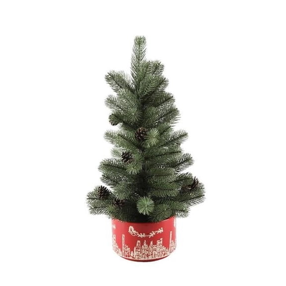 Flora Bunda CH1923E-RD 24'H Xmas Tree in 7' Red Cityscape Ceramic Pot
