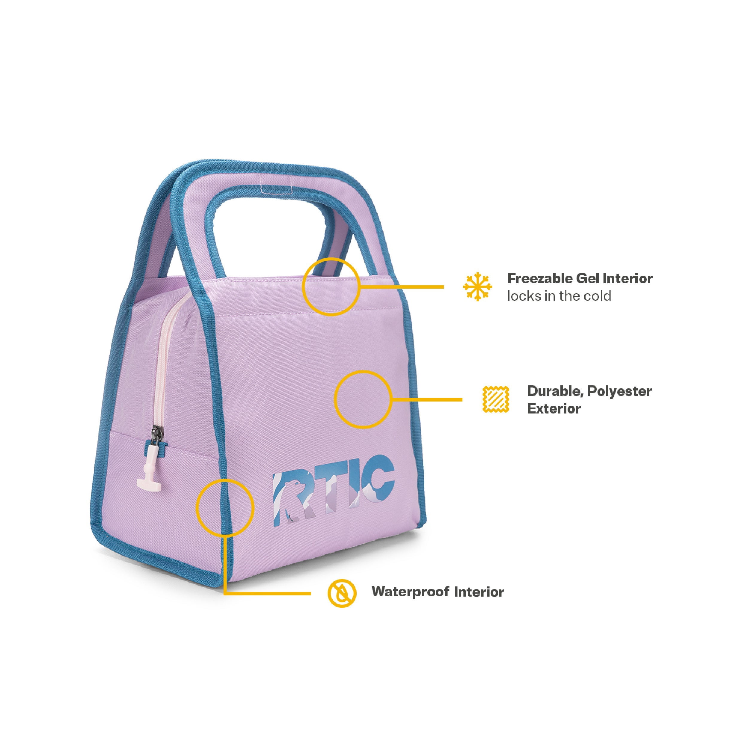 RTIC Insulated Lunch Bag, Soft-Sided Freezable & Collapsible Cooler, Snowy Peak