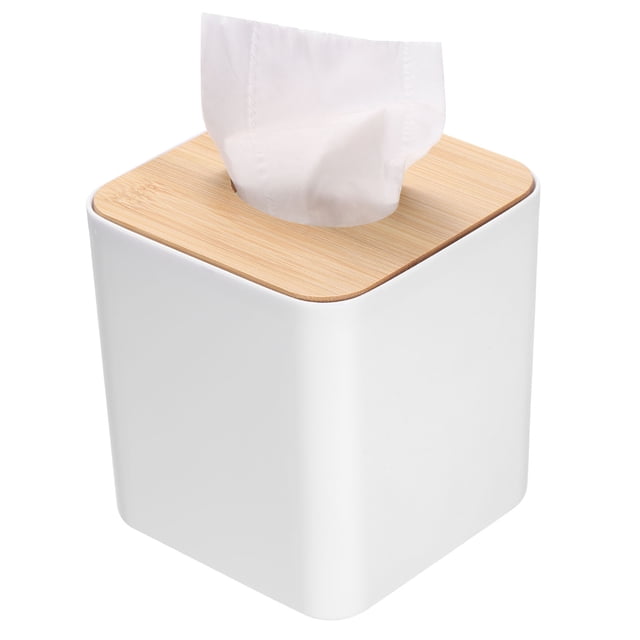 Cubierta de caja de pañuelos Uxcell con tapa de bambú, soporte cuadrado para caja de pañuelos, contenedor de pañuelos faciales, dispensador de papel higiénico