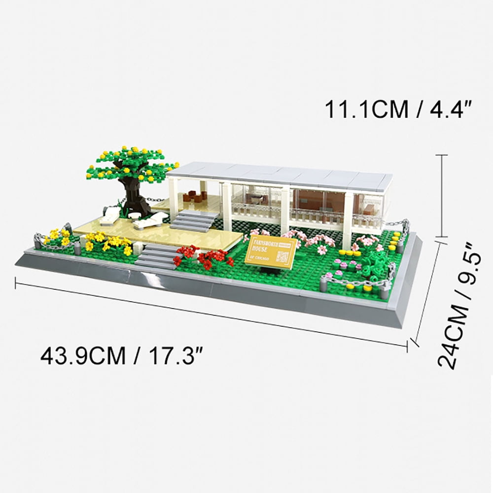 Vyytoz Farnsworth House Illinois Building Set, 661Pcs Architecture Model, Creative Display Toy, World Landmark Collection