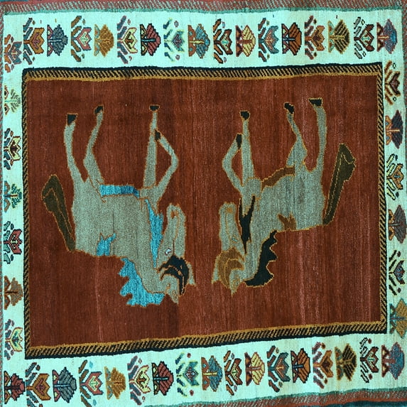 Ahgly Company Indoor Square Animal Light Blue Traditional Area Rugs, 3' Square