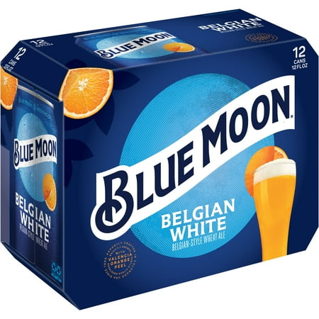 Blue Moon Belgian White Craft Beer, 12 Pack, 12 Fl Oz Aluminum Cans, 5.4% Abv