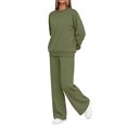 thumbnail image 6 of Women's 2 Piece Casual Outfits Solid Fall Winter Long Sleeve Sweatshirt Tops And Long Pants Set Suits, 6 of 7
