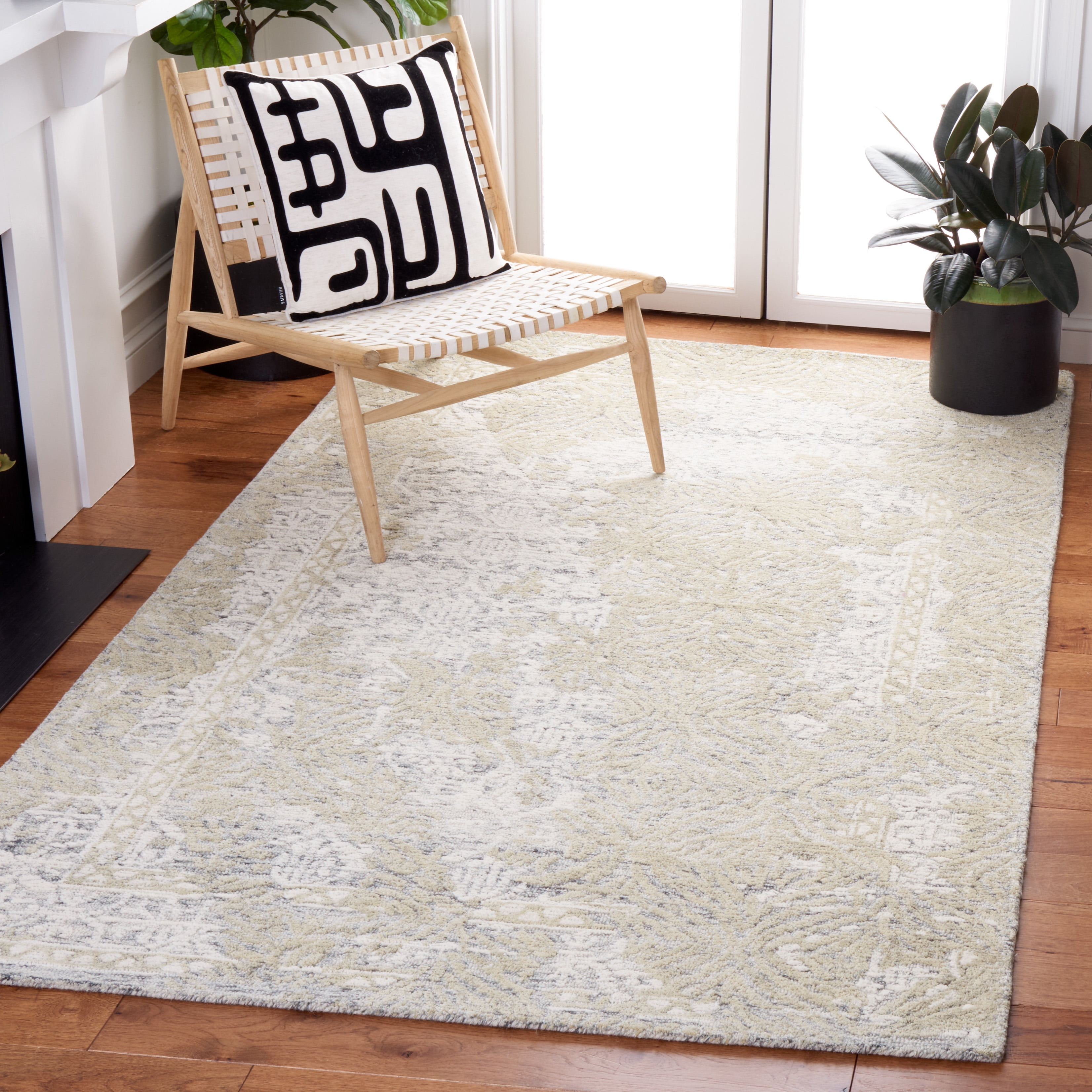 SAFAVIEH Metro Saranna Medallion Area Rug, Grey/Ivory, 6' x 6' Square