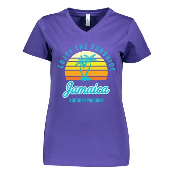 Inktastic Enjoy The Sunshine Jamaica Summer Paradise Women's V-Neck T-Shirt