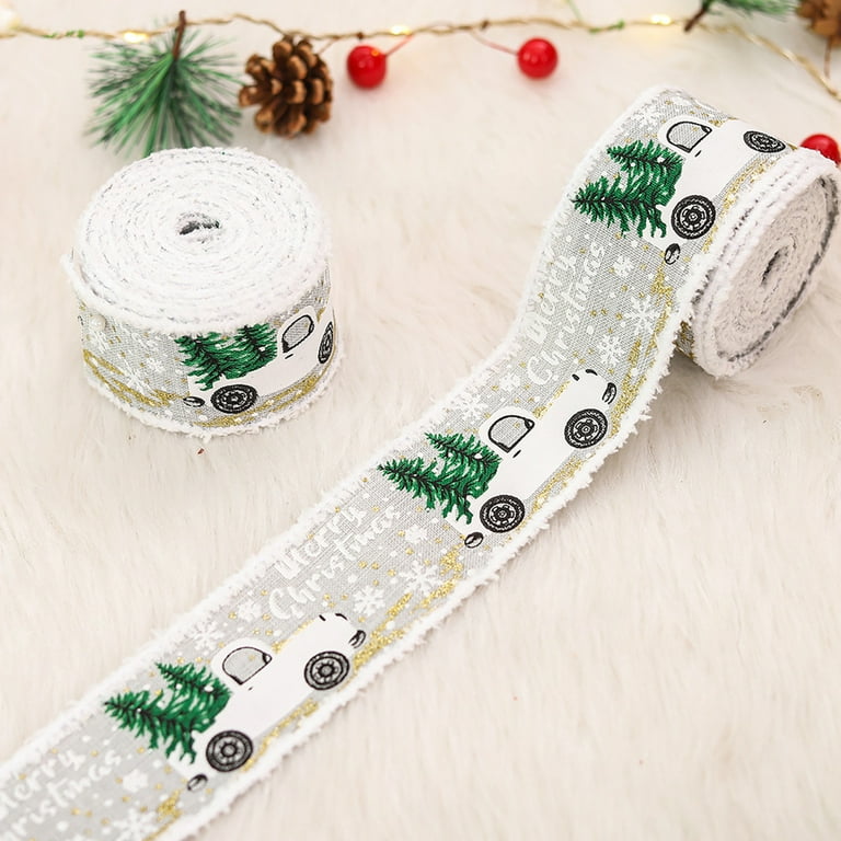 Travelwant 3 Rolls Christmas Ribbons Wired Edge Ribbons Farmhouse Craft  Ribbon Christmas Trees Snowflakes Gnome Buffalo Plaid Wired Ribbon for Xmas