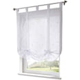thumbnail image 1 of Store Romain avec Ruban Brodé Rideaux Romains Voilage Transparent à Pattes Rideau, Polyester, Baie, LxH (Blanc,140*140cm), 1 of 3