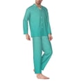 thumbnail image 2 of Lsque Turquoise Glitter Pattern Long Sleeve Pajama Set for Men - Soft 2-Piece Sleepwear and Loungewear Set with Pockets, Comfy Nightwear-Small, 2 of 7