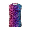 thumbnail image 6 of Lsque Leopard Neon Rainbow Gradient Print Men's Cotton Blend Sleeveless Muscle Shirts (S-3XL)- Moisture Wicking, Odor Protection, UPF 30+,3X-Large, 6 of 8