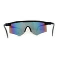 thumbnail image 2 of Futuristic Adjustable Arms Cyberpunk Monoblock Shield Sunglasses All Black Rainbow Mirror, 2 of 4