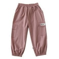 thumbnail image 3 of Hotiary Boys and Girls Cargo Pants Spring and Autumn Solid Color Cotton Casual Pants 18M-5T Elastic Waist Loose Pants, 3 of 10