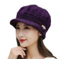 thumbnail image 2 of Womens Fashion Flower Knit Crochet Beanie Hat Winter Cotton Beret Cap, 2 of 8