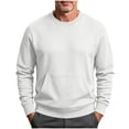 thumbnail image 3 of Crewneck Sweatshirt Zaewscy Men Long Sleeve Solid Round Neck Pocket Sport Sweatshirts White S, 3 of 9