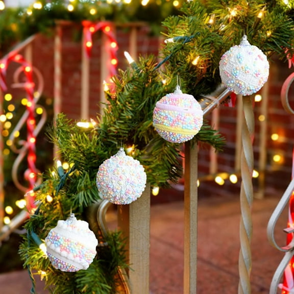 9pcs Pastel Christmas Balls Shatterproof Ornaments 2.4" Xmas Tree Glitter Foam Hanging Ornaments for Home Holiday New Year Birthday Party Decoration