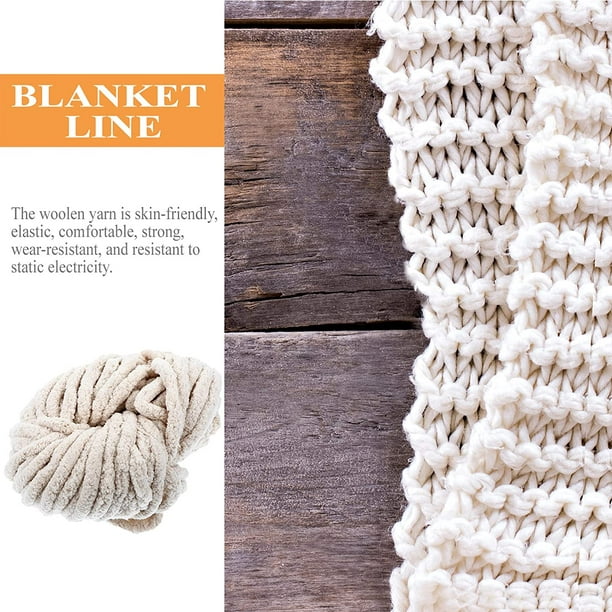 Chunky Chenille Knitting Yarn,Chunky Chenille Yarn for Arm Knitting Blanket  Hat Scarf,Rice White Chunky Blanket Yarn,Hand Knitting Yarn,250g/8 oz