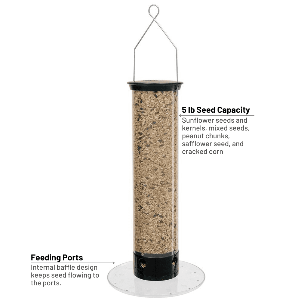 Droll Yankees Yankee Tipper Squirrel-Proof Cardinal Bird Feeder, Black