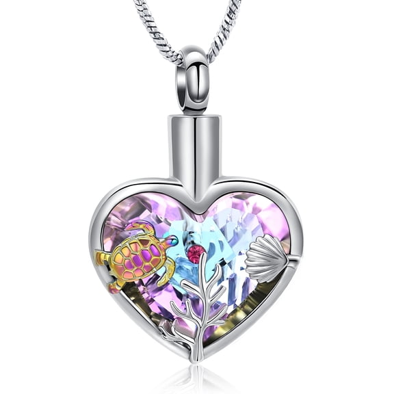 Urn Necklaces for Ashes - Sea Heart Cremation Pendant Necklace Stainless Steel Urn Lockets Ashes Memorial Keepsake Jewelry Gifts for Women