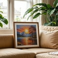 thumbnail image 3 of Fiery Sunset Over Serene Lake - Painting Sunset Landscape Mountain Lake Nature Autumn Scenic Unframed Wall Art Print 30 x 30 inches, 3 of 9