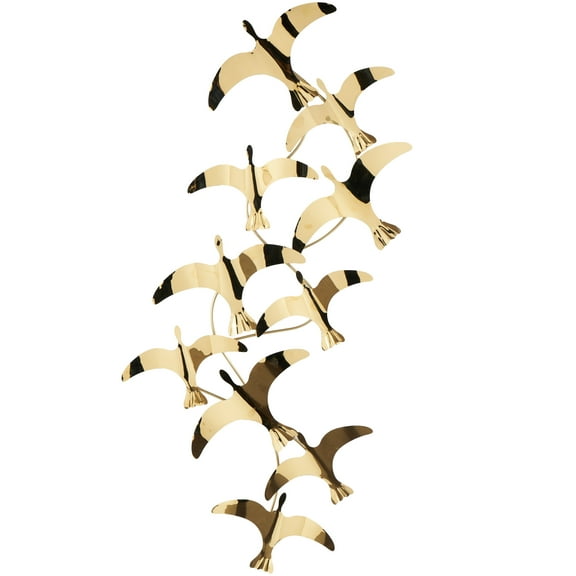 DecMode Gold Stainless Steel Metal Flying Bird Wall Decor