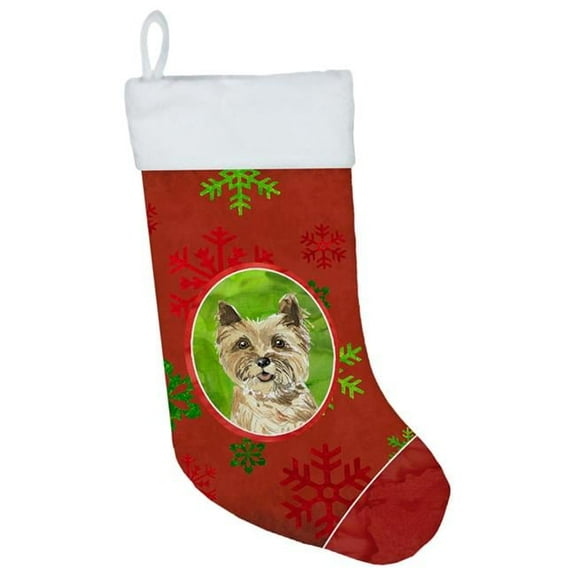 Caroline's Treasures Snowflakes Cairn Terrier Multi-color Christmas Stocking, with Soft Suede Fabric 18"