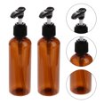 thumbnail image 2 of KAKOWELY Bouteille d'Émulsion 4 Pcs 100ml Mini Bouteilles de Rangement pour Lotion Distributeurs de Cosmétiques Parfum Porte-Shampoing Portable Conteneurs pour Voyage Extérieur (Pompe Noire, Bouteille Marron), 2 of 5