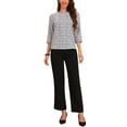 thumbnail image 2 of INSPIRAR CHIC Blusa Vintage Elegante de Tweed a Cuadros para Mujer con Botones de 3/4 de Manga Color Púrpura Claro, 2 of 6