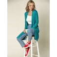 thumbnail image 3 of Made by Johnny Women's Solid Long Sleeve Open Front Long Cardigan M JADE, 3 of 6