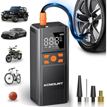 Gonfleur de Pneus Portable, Compresseur d'Air, Pompe à Air 150 Psi Sans Fil Électrique pour Voiture, Motocyclette, Vélo, Bille, avec Jauge de Pression des Pneus, Noir