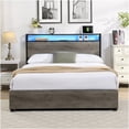 thumbnail image 4 of Queen Size Storage Bed Frame with LED Headboard, USB Charging Ports, 4 Drawers, Solid Metal Platform, Noise Free, Easy Assembly, Antique Gray Finish, 4 of 10