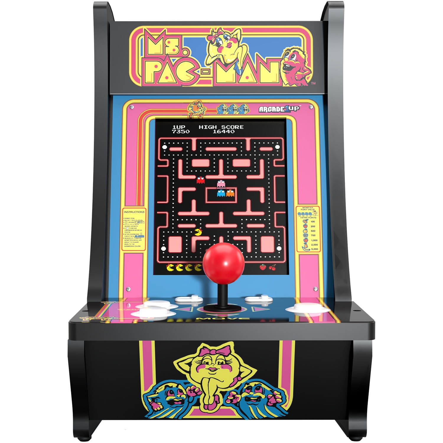 Arcade 1UP Ms Pacman 5 in 1 Countercade Retro Video Game Cabinet