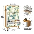 thumbnail image 2 of Shoe Storage Cabinet with 3 Flip Drawers for Entryway&nbsp;Designer Tropical Bahamian Breeze Collection Azure Palm Leaves Banana Shoe Rack Storage Organizer, 2 of 8