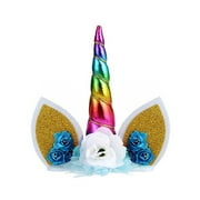 5pcs Pony unicorn flower shape birthday party fabric cake insert full color spot party supplies