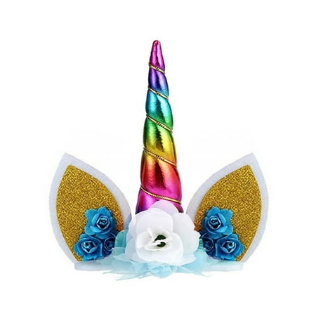 5pcs Pony unicorn flower shape birthday party fabric cake insert full color spot party supplies