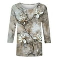 thumbnail image 5 of JTZGDY 3D Embroidered Floral Shirts for Women Cute Summer 3/4 Sleeve Crewneck Graphic Tunic T-Shirts Loose Fit Dressy Casual Pullover Tops Multicolor#12 XL, 5 of 6