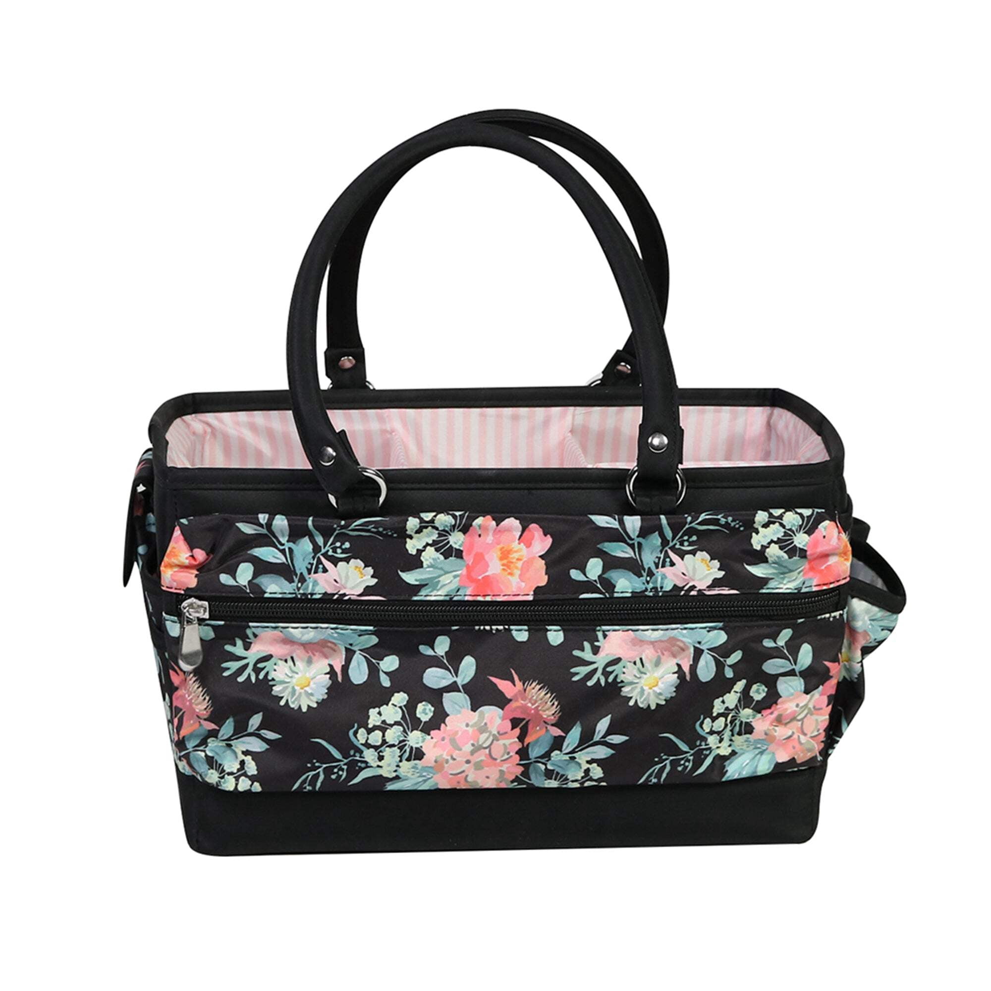 Deluxe Store  Tote Craft Organizer, Black  Floral
