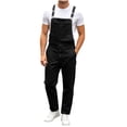 thumbnail image 3 of Afuyipoi Mens Denim Bib Overall Relaxed Fit Multi Pockets Cargo Long Pants Summer Jeans For Work Outdoor Activity Black Size XL, 3 of 8