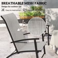 thumbnail image 3 of Set of 2 Grey Folding Outdoor Chairs with Armrests - Patio Lawn Chairs for Balcony, Backyard & Garden Seating - Durable Mesh & Metal Frame - 33.9" High Back, 3 of 7