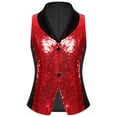 thumbnail image 3 of vastwit Kids Girls Sparkly Party Top Sequins Waistcoat Sleeveless V Neck Hip-Hop Jazz Dance Vest for Stage Performance Red 6, 3 of 6