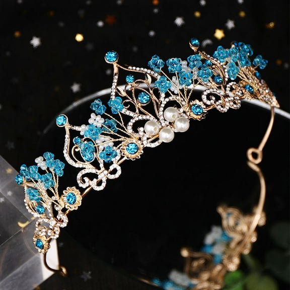ETHZZLE Blue Alloy Girl Crown Tiara Headdress for Parties and Decor Durable Little Girl Accessories