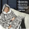thumbnail image 5 of (3 pack) Huggle Blanket Hoodie, Ultra Plush Blanket, Wearable Blanket for Men and Women, One Size Grey Nordic, 5 of 8