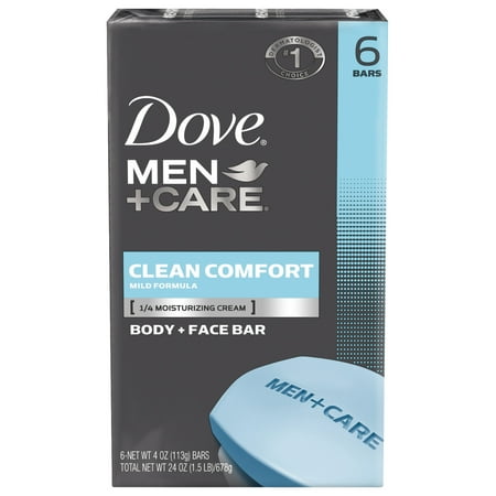 Dove Men+Care Body and Face Bar Clean Comfort 4 oz, 6 (Best Soap For Dry Face)