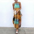 thumbnail image 2 of Ichaunyi Summer Dresses Women Fashion O-Neck Halter printing Sleeveless Casual Slit Loose Long Dress, 2 of 5