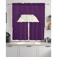 thumbnail image 2 of Solid Color Swag Valance and Tier Curtains Set Purple Kitchen Curtains 3 Piece Set Rod Pocket Panels for Bedroom Cafe Swag Valances and 24 inches Tiers, 2 of 6