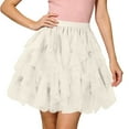 thumbnail image 2 of Tulle Skirts for Women Elastic Waist Ruffled Mesh Puffy Ballet Tutu Skirts 50s Carnival Party Mini Skirt, 2 of 5