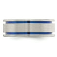 thumbnail image 3 of Edward Mirell Titanium Brushed with Blue Anodized Double Groove Flat 8mm Band EMR218, 3 of 7