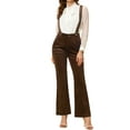 thumbnail image 2 of INSPIRE CHIC Women's High Waist Button Pants Polka Dots Overalls Jumpsuits L Brown, 2 of 5