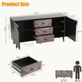 thumbnail image 2 of Luku 55" Modern 3 Drawer Storage Cabinet with Adjustable Shelf, Woodgrain Sideboard Buffet with Doors, Free Standing Buffet Table for Dining Room, Entryway, 2 of 6