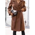 thumbnail image 2 of LinYooLi Women's Notch Lapel Wrap Coat Winter Casual Wool Blend Overcoat Mid-Length Coat with Blet, 2 of 4