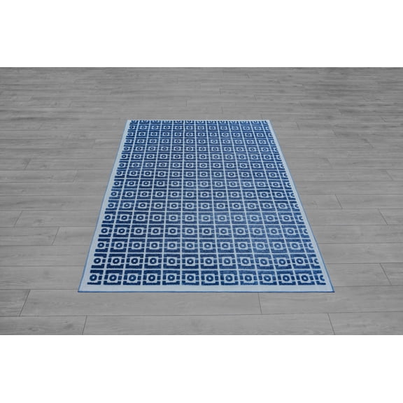 Santorini Blue Blue Geometric Modern Contemporary Area Rug Tapis Carpet For Living Room Bedroom Kitchen