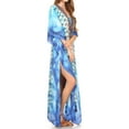 thumbnail image 3 of Sakkas Georgettina Flowy Rhinestone V Neck Long Caftan Dress / Cover Up - 17199-WhiteMulti - One Size, 3 of 5